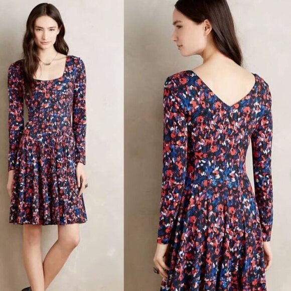 NWT HD in Paris (Small) Floral Knit Swing Saraid Print Dress Anthropologie - Picture 2 of 9